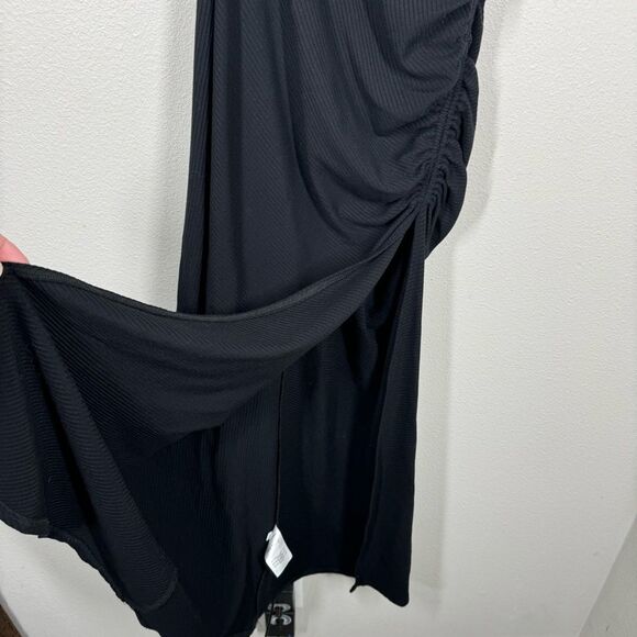 Reformation Bridger Dress Open Back Ruched Black Ribbed Sleeveless Size Small - Picture 5 of 10
